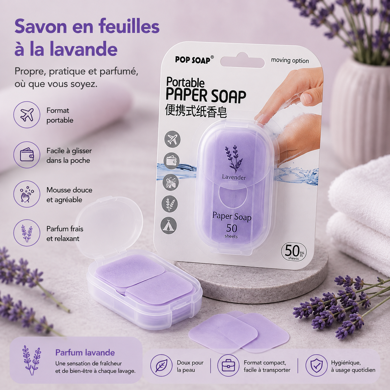 Savon en papier à dissolution rapide