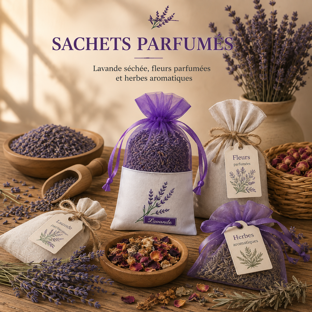 Sachet pour stockage de fleurs sèches