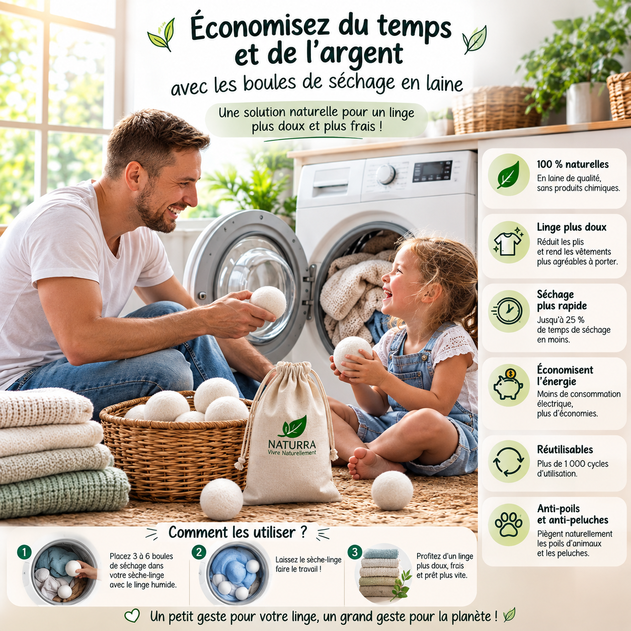Boule de séchage en laine