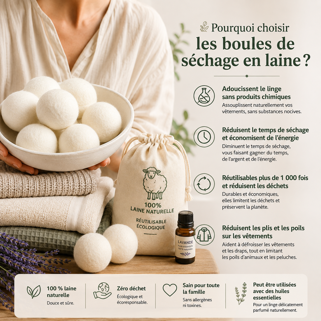 Boule de séchage en laine