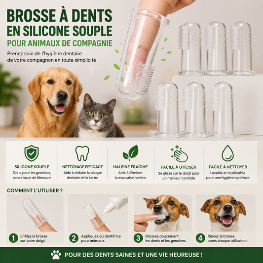 Brosse à dents en silicone souple pour animaux de compagnie