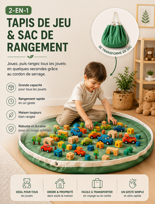 Sac de rangement pour jouets et tapis de jeu