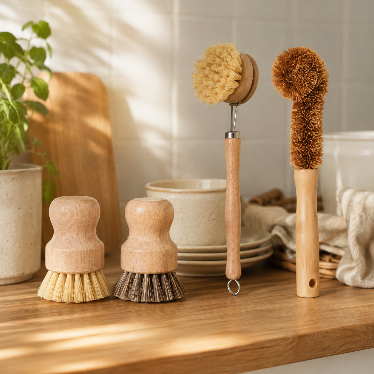 Set brosses à vaisselle en bambou