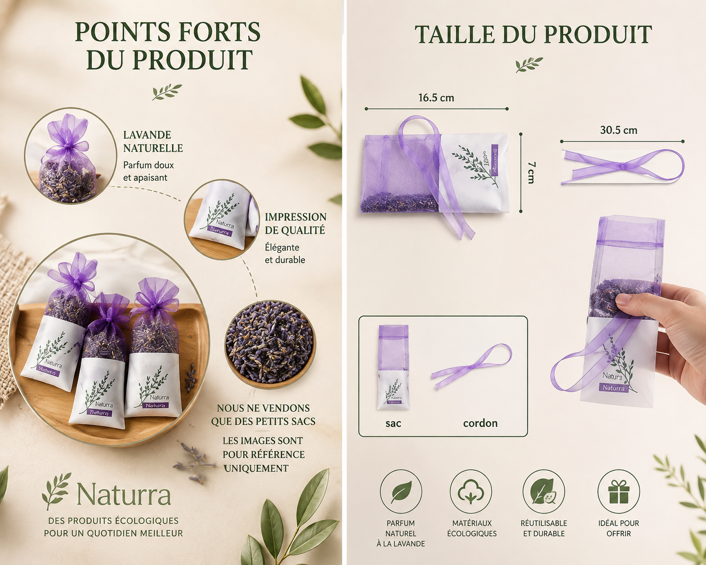 Sachet pour stockage de fleurs sèches