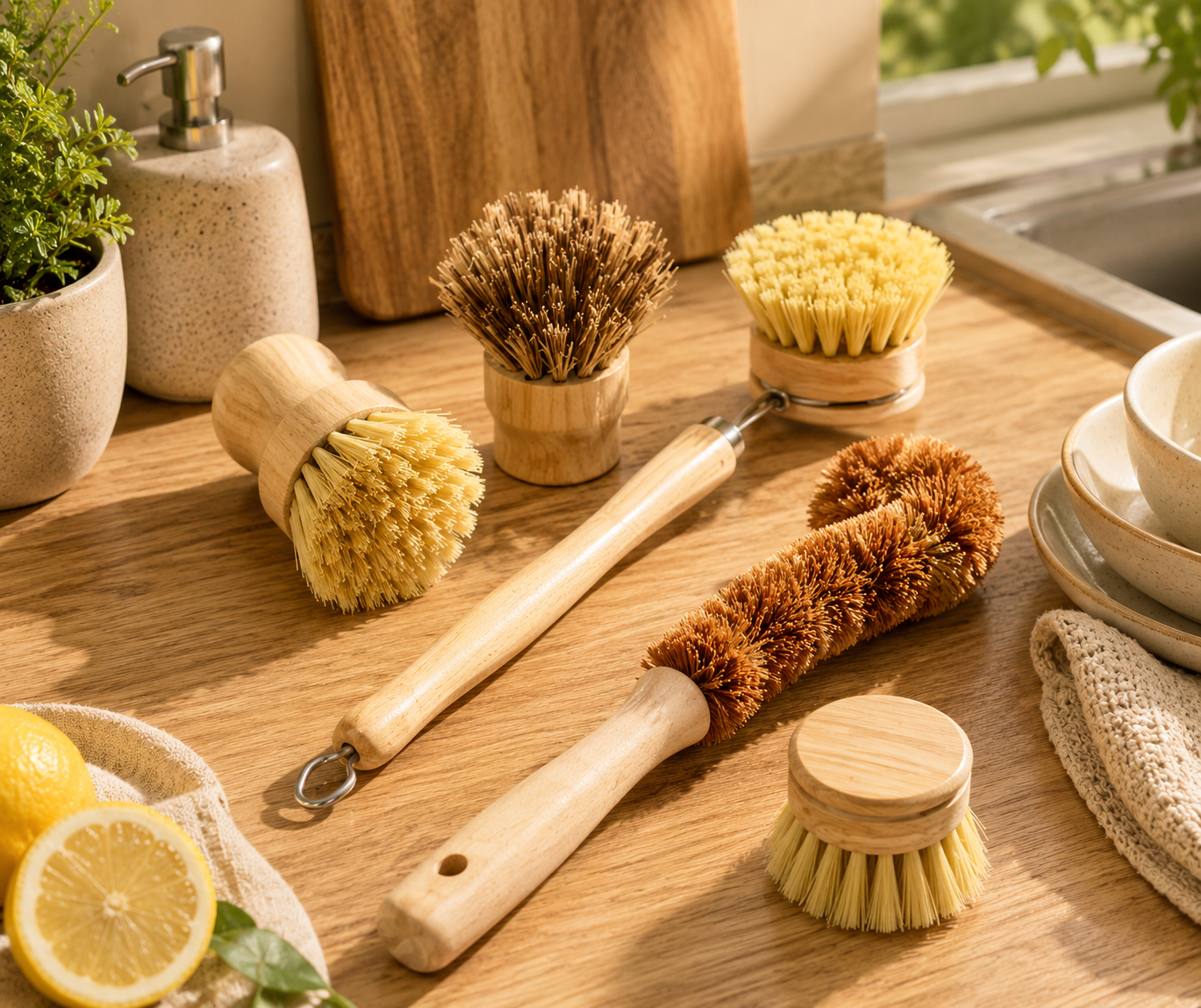 Set brosses à vaisselle en bambou