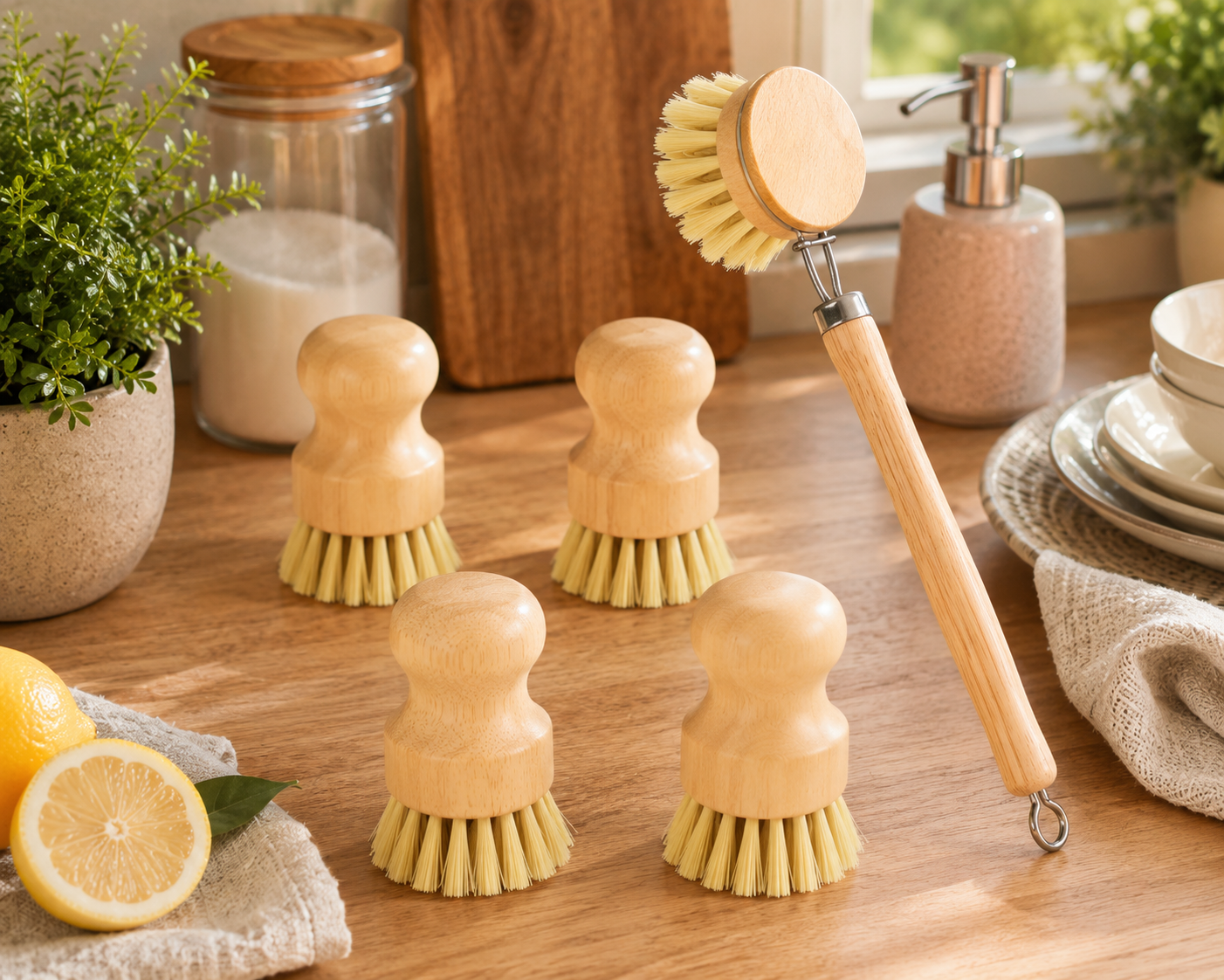 Set brosses à vaisselle en bambou