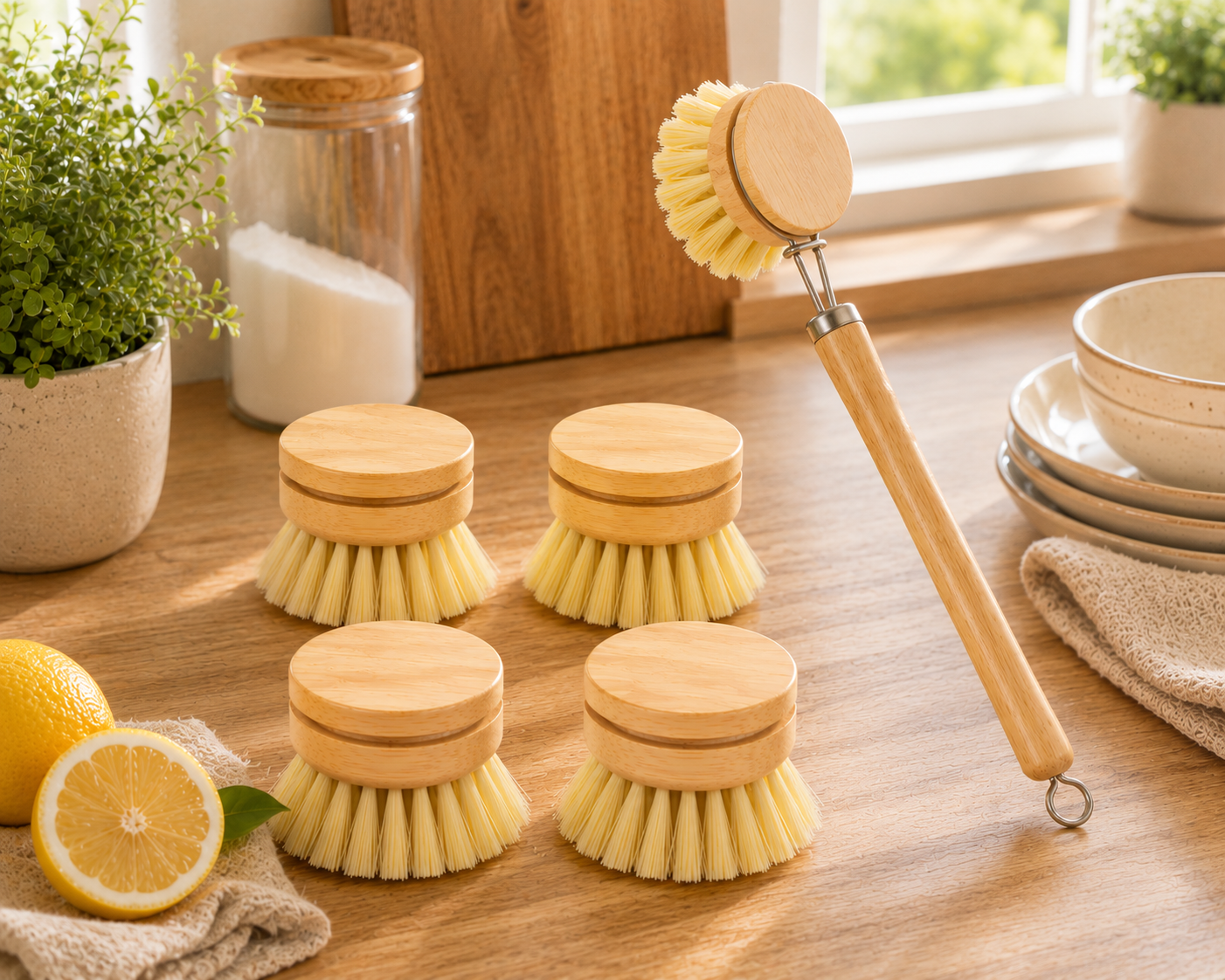Set brosses à vaisselle en bambou