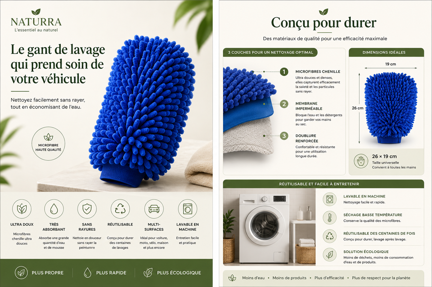 Gant de lavage de voiture en microfibre