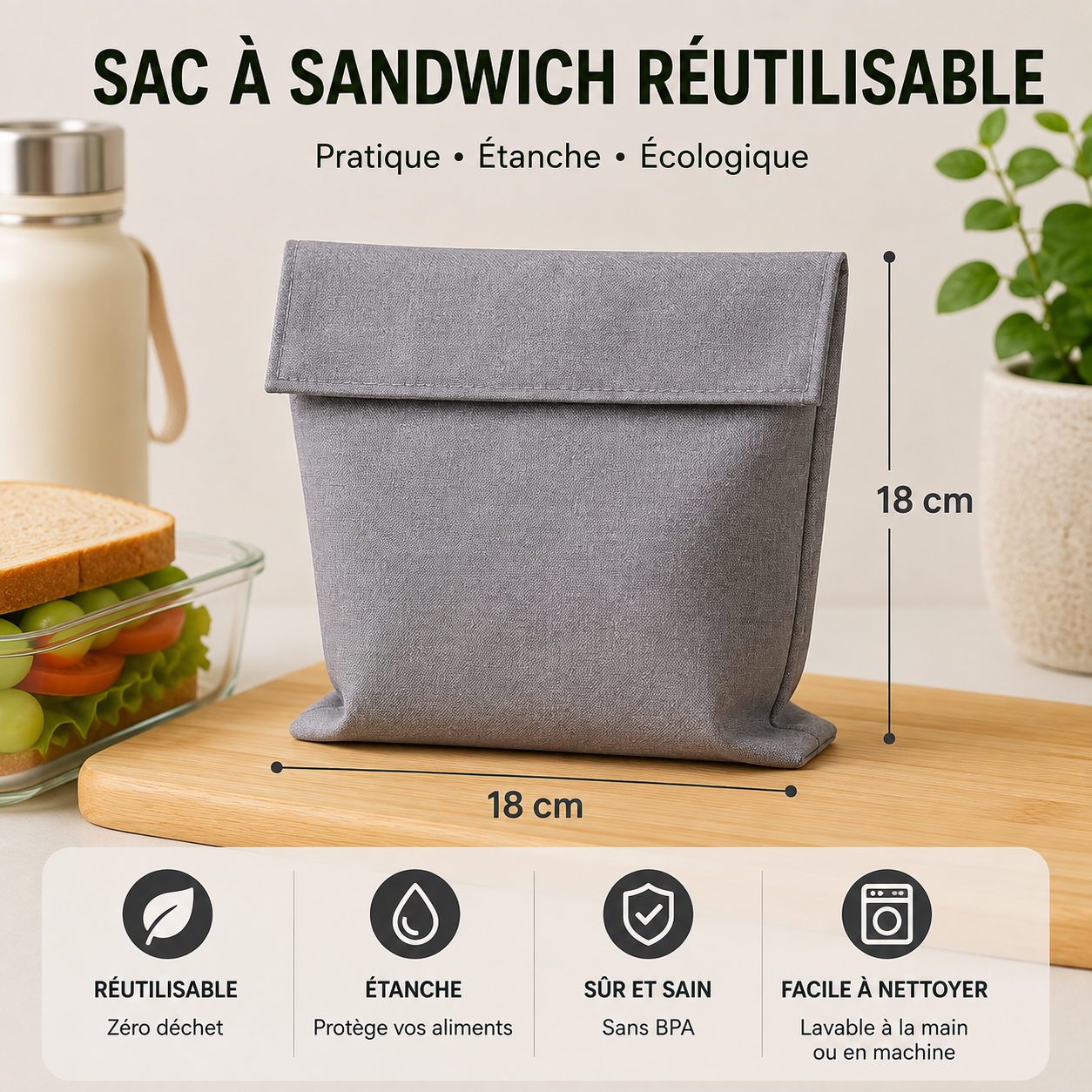 Sac réutilisable avec doublure en TPU