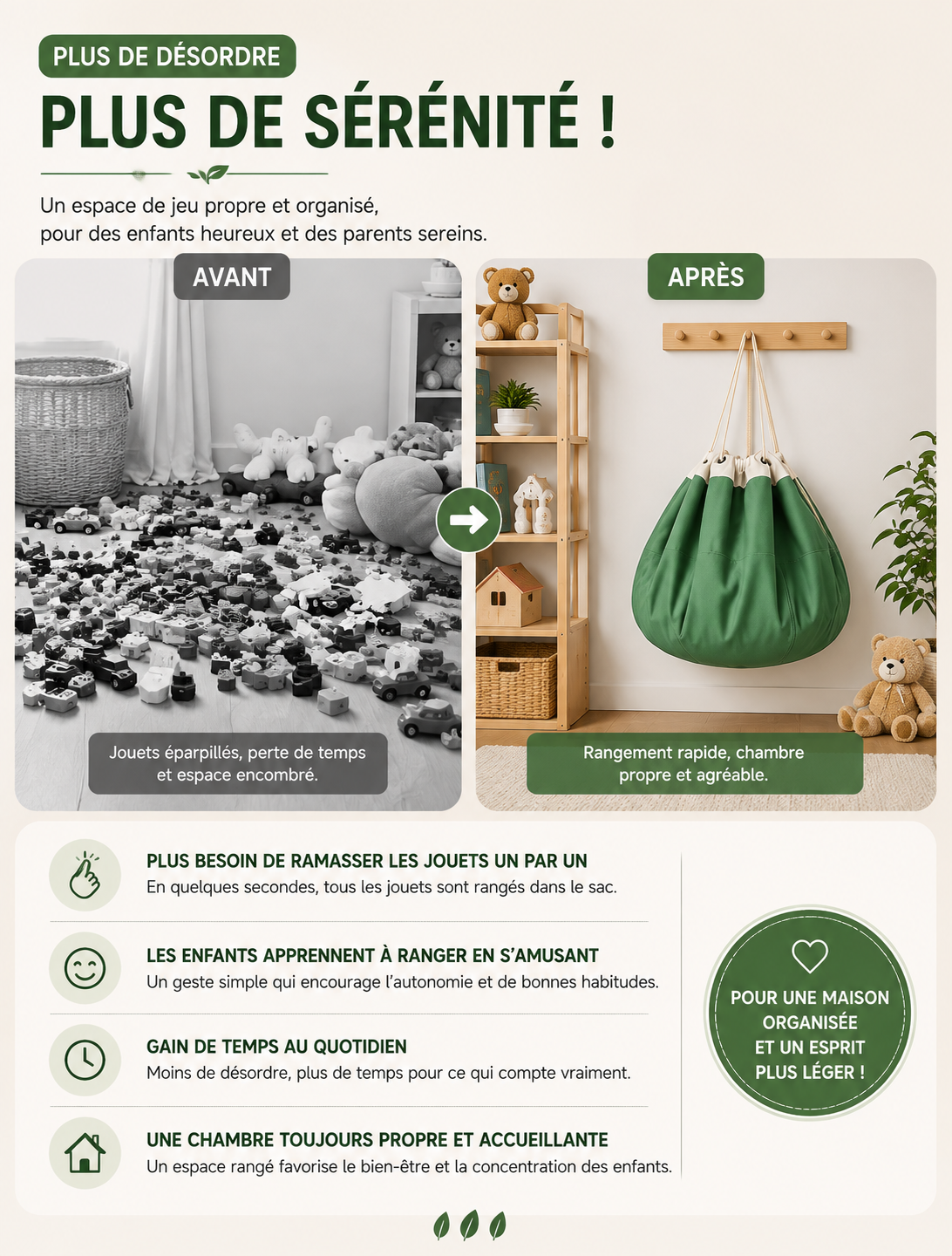 Sac de rangement pour jouets et tapis de jeu
