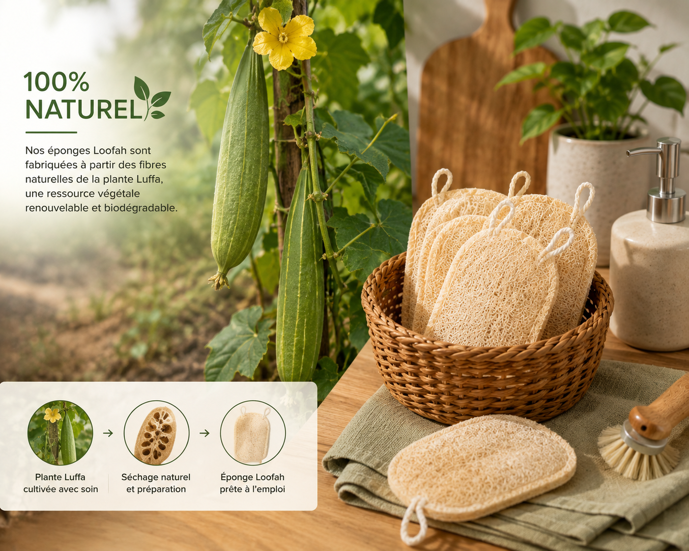 Eponge en fibre de loofah