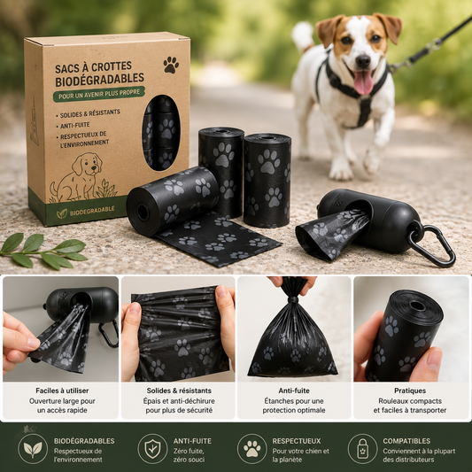 Rouleau de sac à crottes biodégradable
