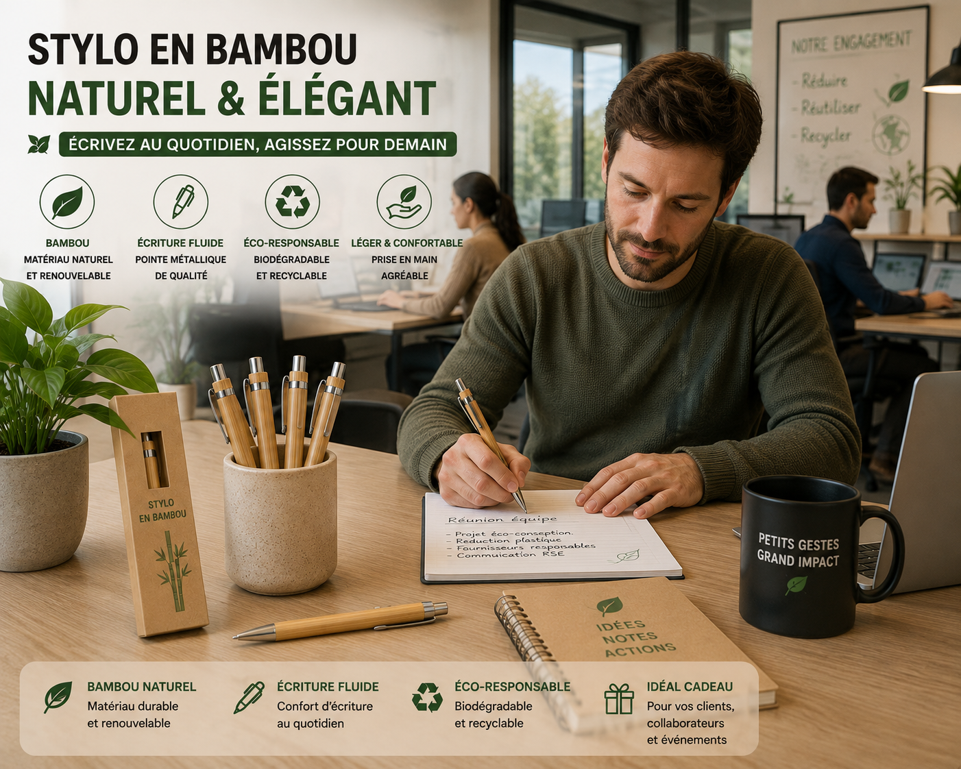 Stylo à bille en bambou