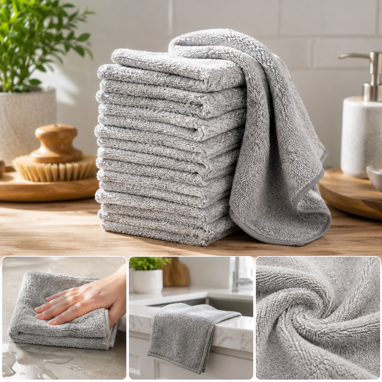 Chiffon microfibre gris charbon