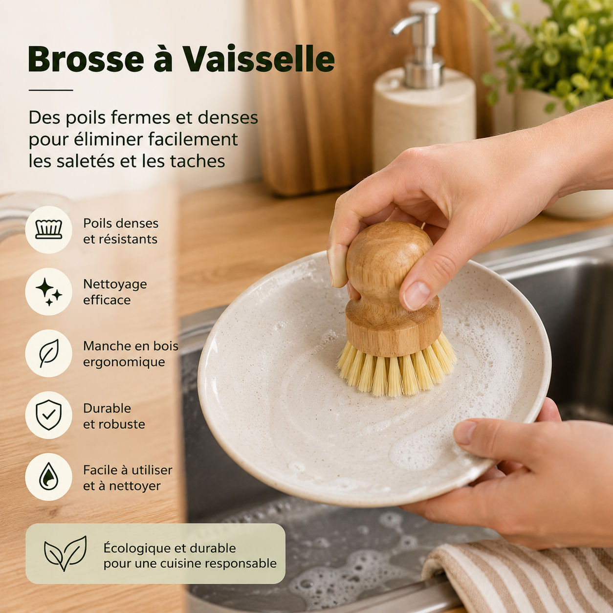Brosse à vaisselle en bambou