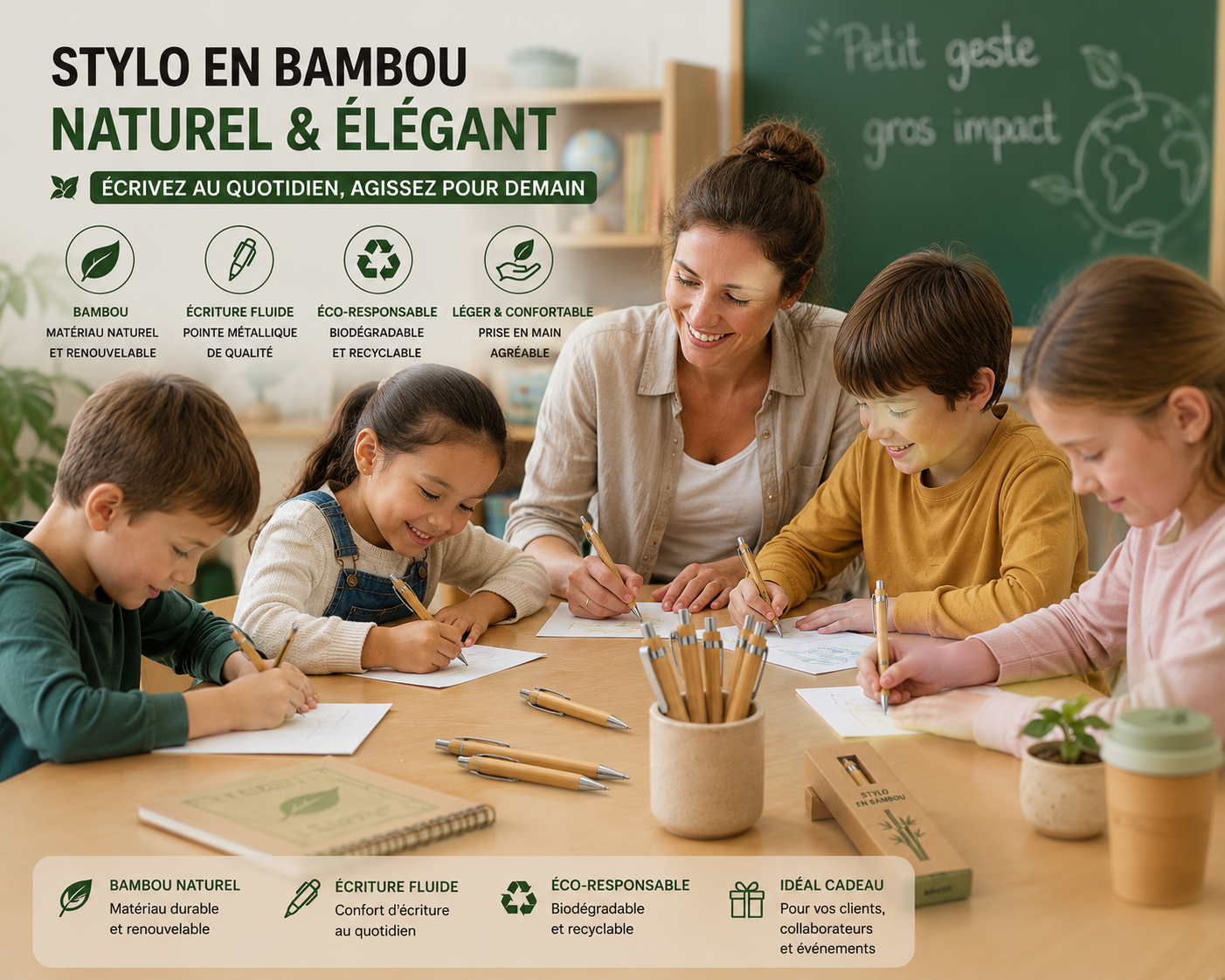 Stylo à bille en bambou