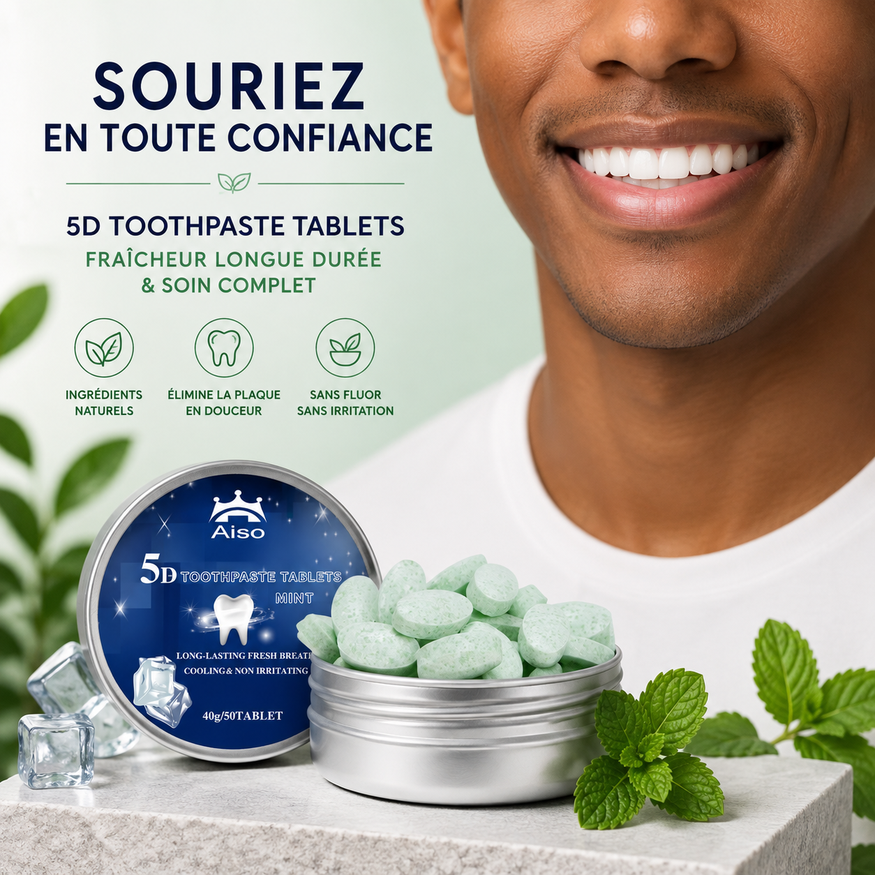 Comprimés de dentifrice a la menthe