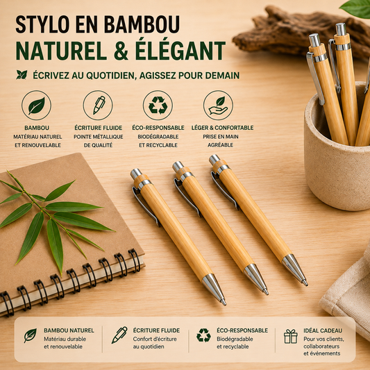 Stylo à bille en bambou