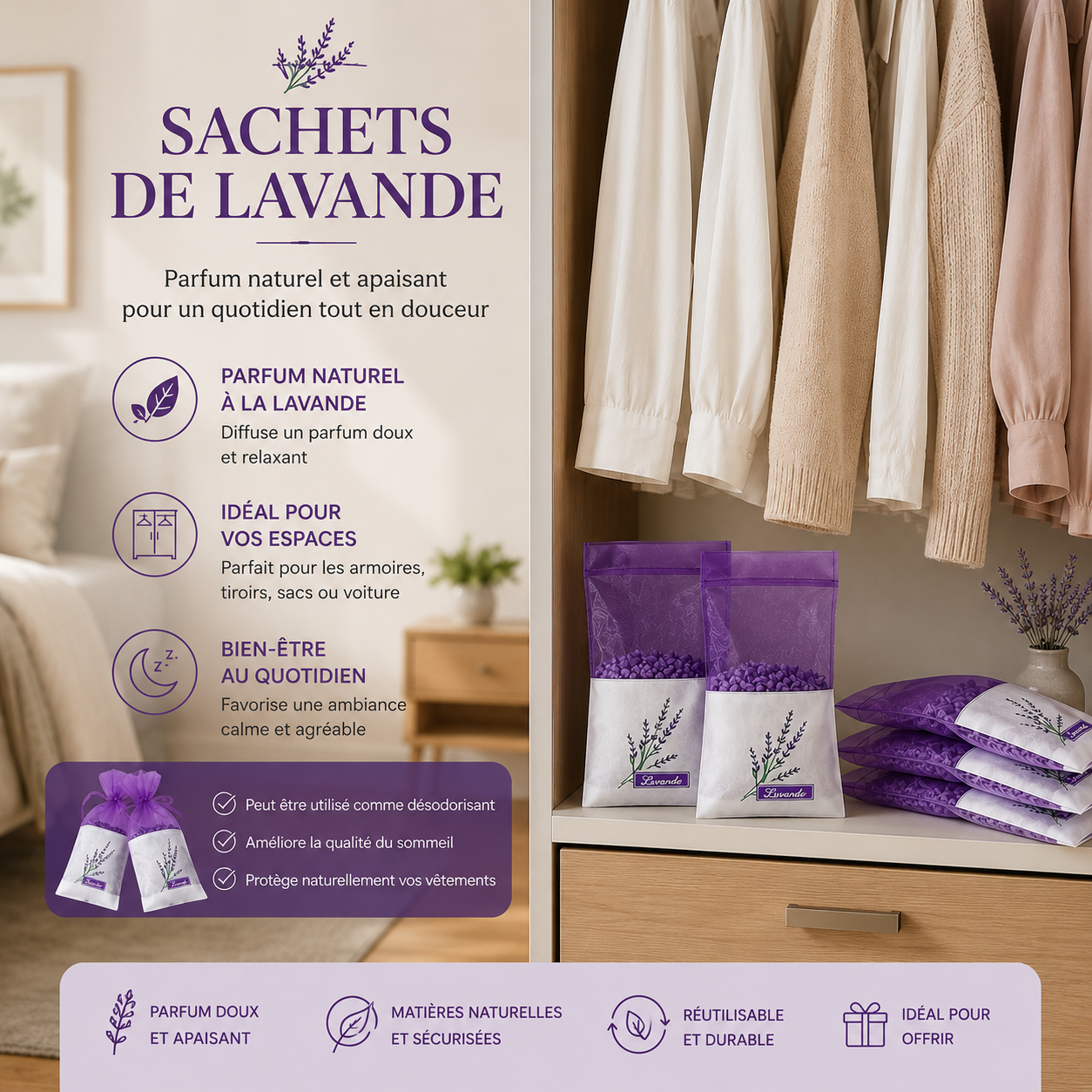 Sachet pour stockage de fleurs sèches