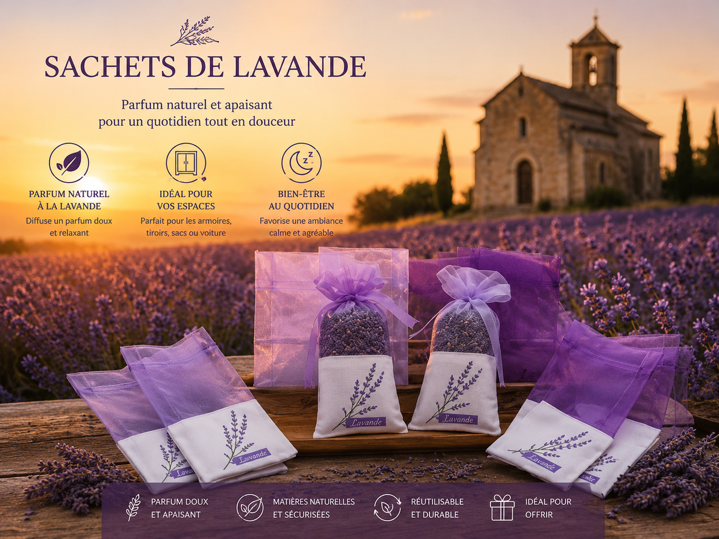 Sachet pour stockage de fleurs sèches