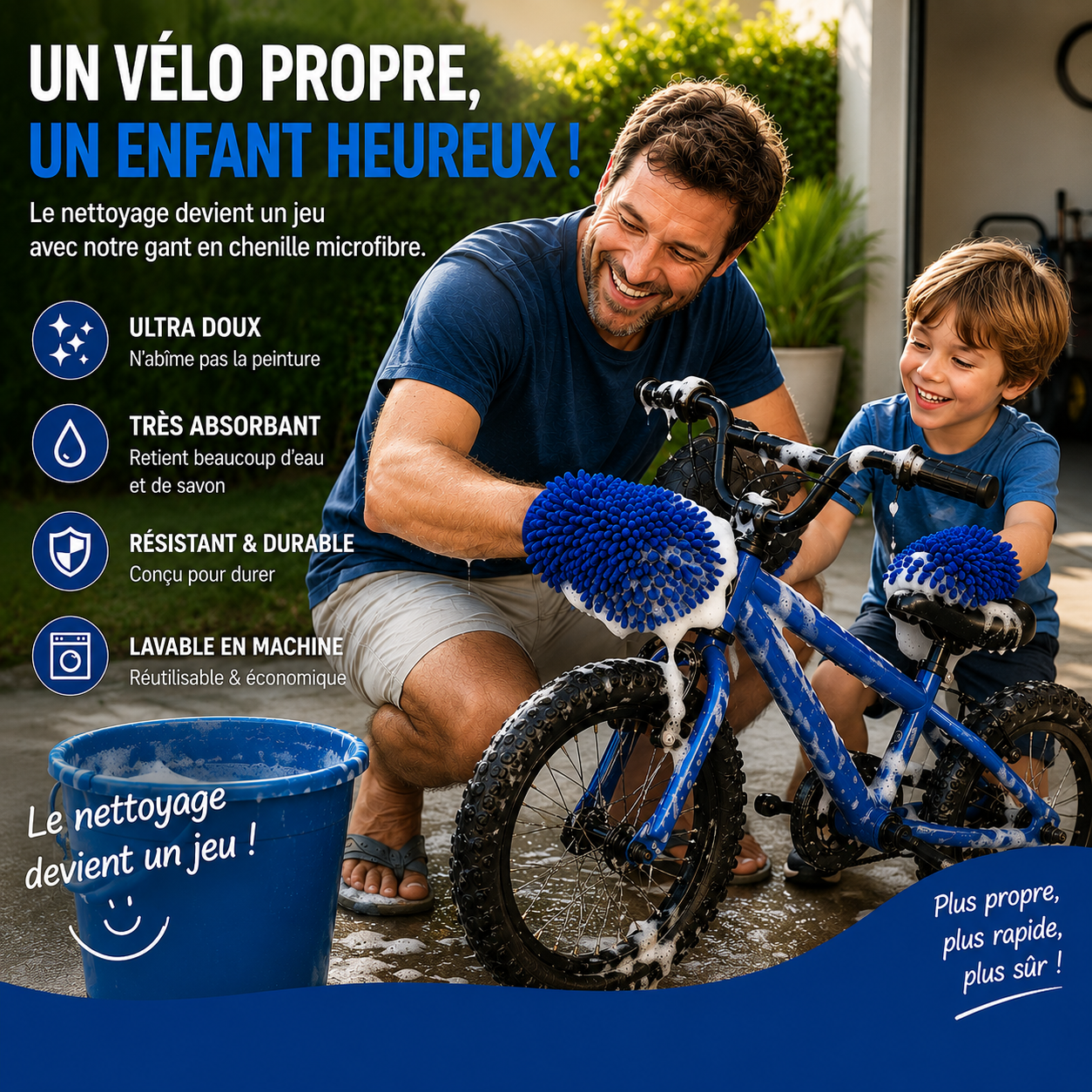 Gant de lavage de voiture en microfibre