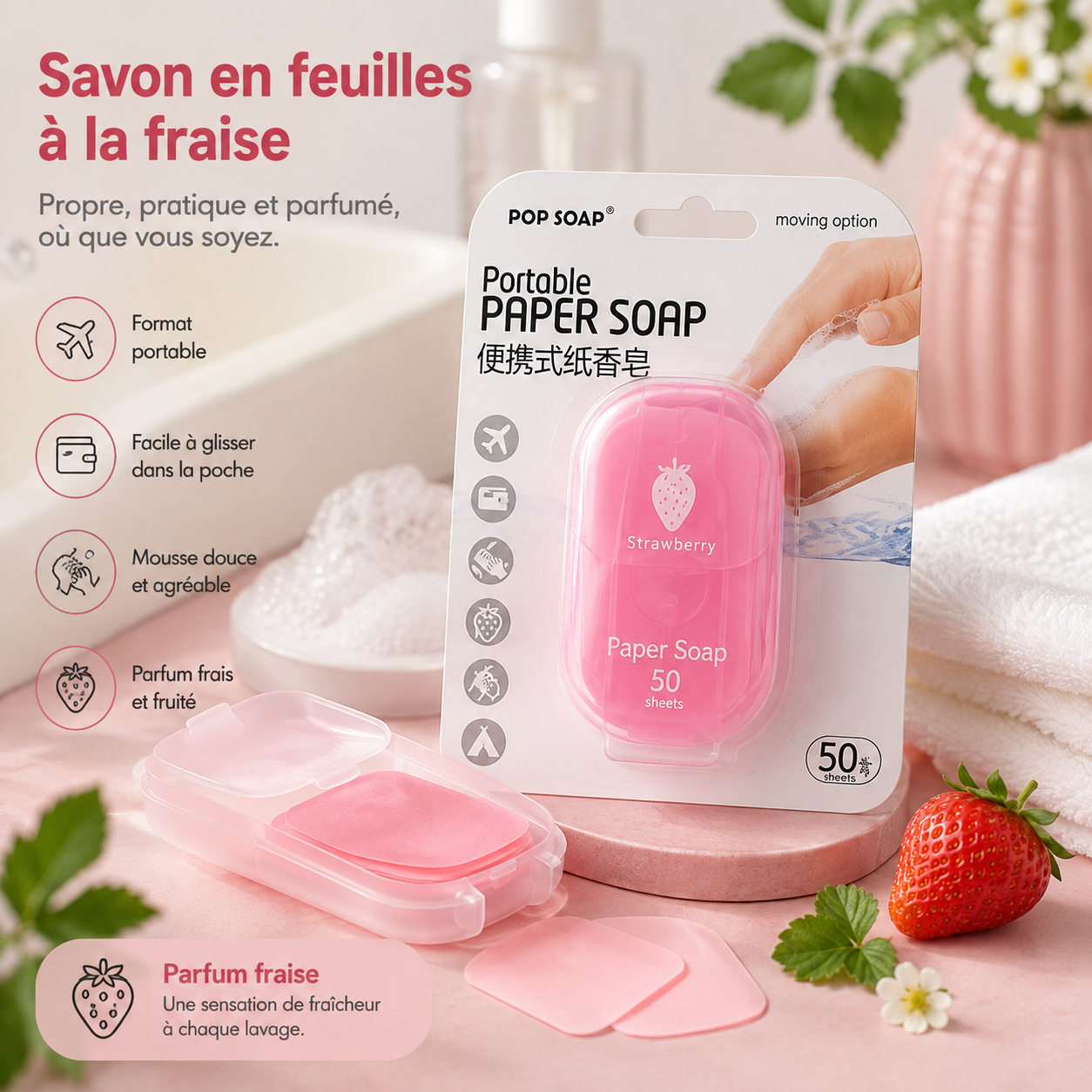 Savon en papier à dissolution rapide