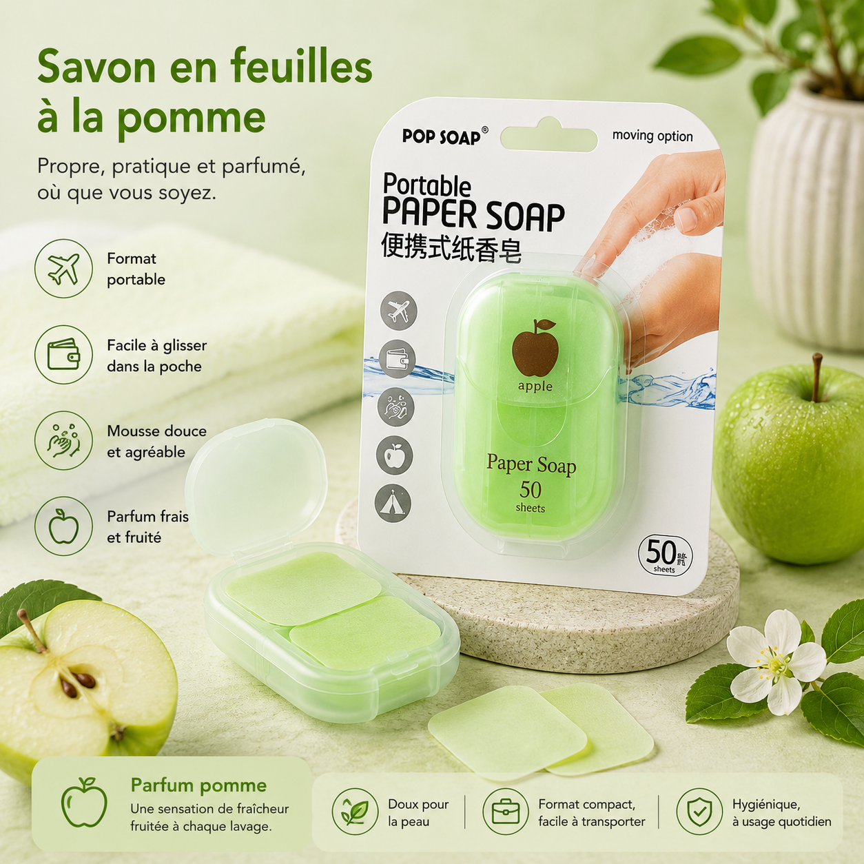 Savon en papier à dissolution rapide