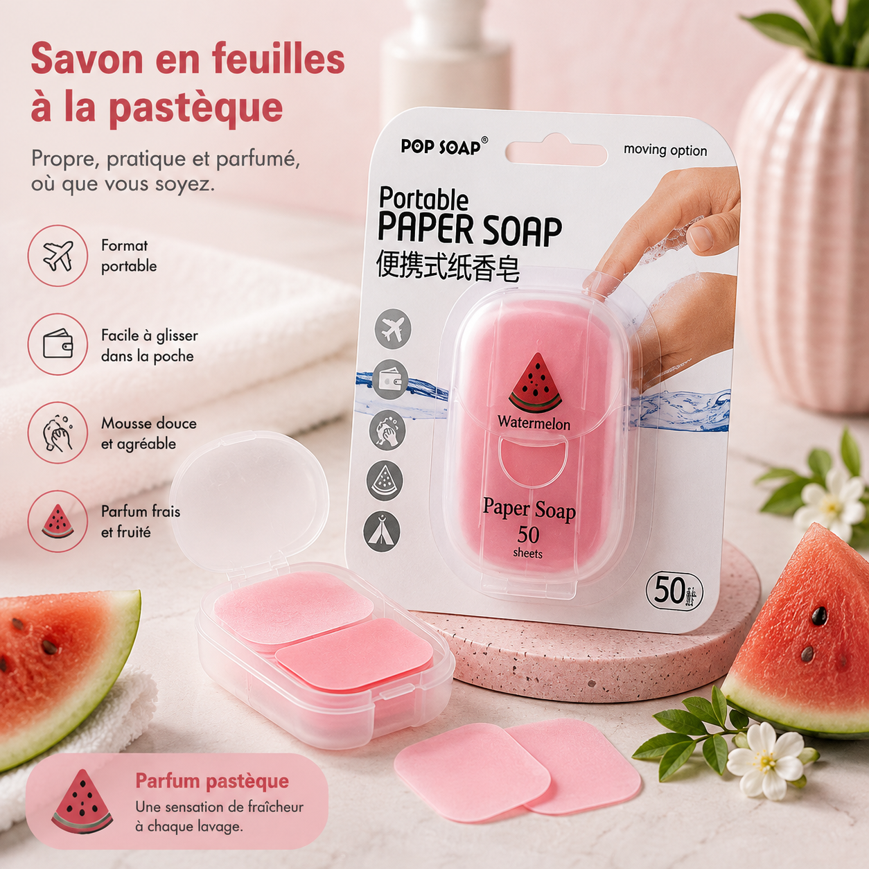 Savon en papier à dissolution rapide